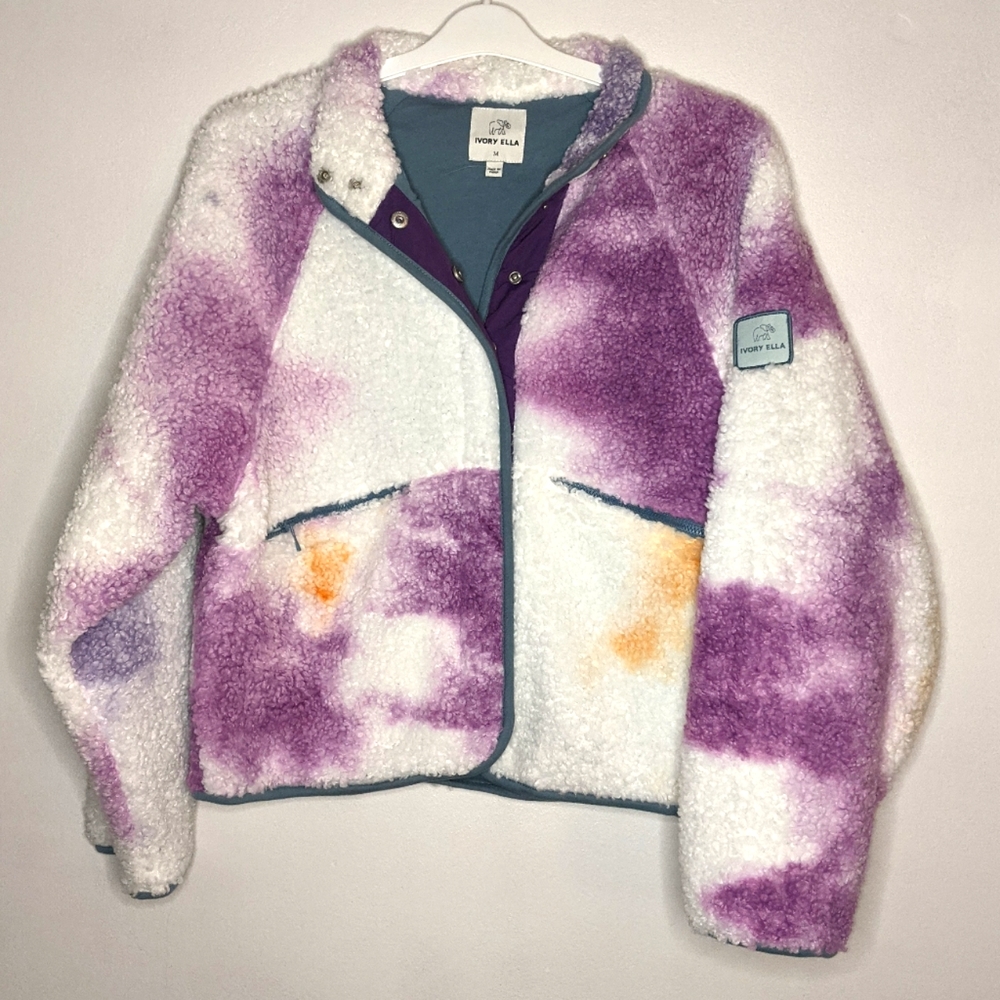 Ivory Ella Tie Dye Sherpa Jacket